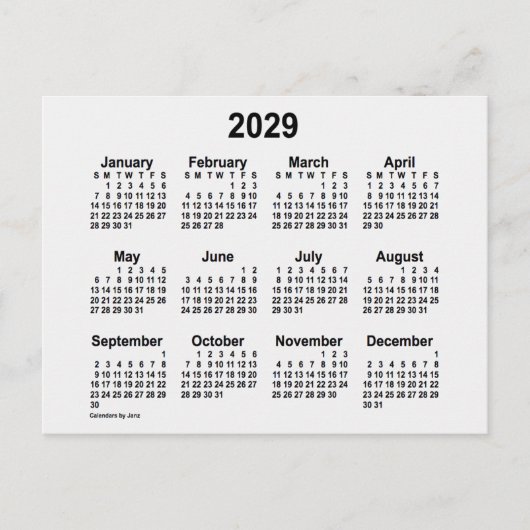 Carte Postale Calendrier Mini Fumée Blanche 2029 de Janz (Devant)