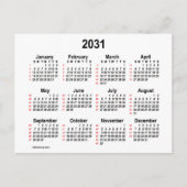 Carte Postale Calendrier mini hebdomadaire 52 semaines 2031 de J (Devant)