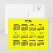 Carte Postale Calendrier Mini Jaune 2024 de Janz (Devant / Derrière)