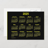 Carte Postale Calendrier Mini Jaune 2025 Neon par Janz (Devant / Derrière)