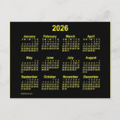Carte Postale Calendrier Mini Jaune 2026 de Janz (Devant)