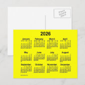 Carte Postale Calendrier Mini Jaune 2026 par Janz (Devant / Derrière)