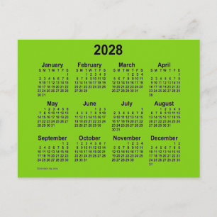 Carte Postale Calendrier Mini Jaune Vert 2028 de Janz