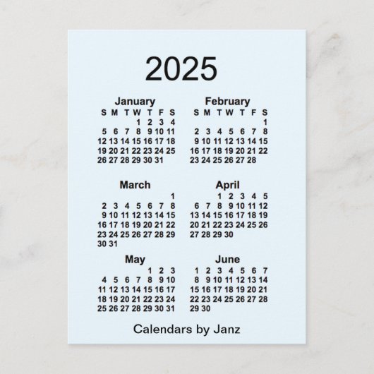 Carte Postale Calendrier mini mensuel bleu Alice 2025 sur 6 mois (Devant)