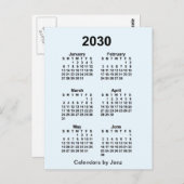 Carte Postale Calendrier mini mensuel bleu Alice 2030 sur 6 mois (Devant / Derrière)