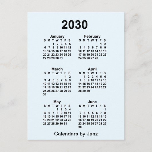 Carte Postale Calendrier mini mensuel bleu Alice 2030 sur 6 mois (Devant)