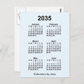 Carte Postale Calendrier mini mensuel bleu Alice 2035 par Janz (Devant / Derrière)
