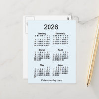 Calendrier mini mensuel de 6 mois Alice Blue 2026