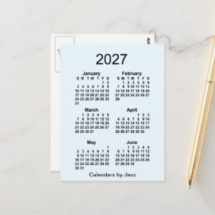 Carte Postale Calendrier mini mensuel de 6 mois Alice Blue 2027 
