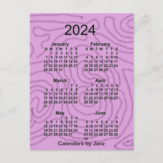 Carte Postale Calendrier mini mois de 6 mois du labyrinthe viole (Devant)