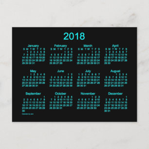 Carte Postale Calendrier Mini Neon Blue 2018 par Janz
