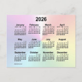 Carte Postale Calendrier mini Nuage arc-en-ciel 2026 de Janz (Devant)