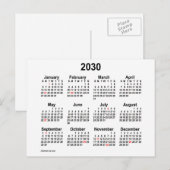 Carte Postale Calendrier miniature de vacances blanc 2030 de Jan (Devant / Derrière)