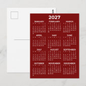 Carte Postale Calendrier minimal simple de base bordeaux rouge 2 (Devant / Derrière)