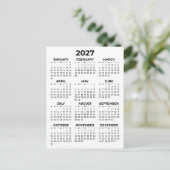 Carte Postale Calendrier Minimal Simple De Base Noir Et Blanc 20 (Debout devant)