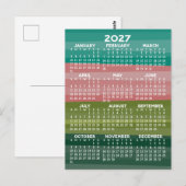 Carte Postale Calendrier - motif rayure abstrait moderne (Devant / Derrière)