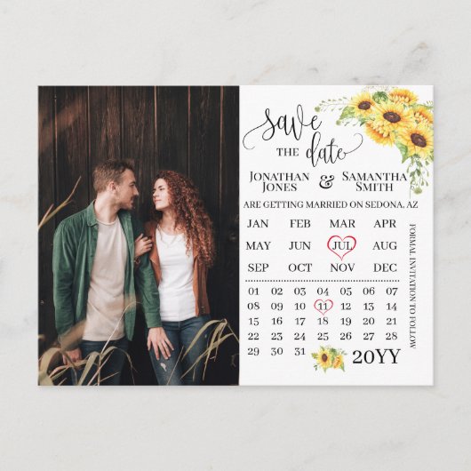 Carte Postale Calendrier photo enregistrer la date mariage tourn (Devant)