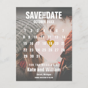Carte Postale Calendrier photo Enregistrer la date Moderne