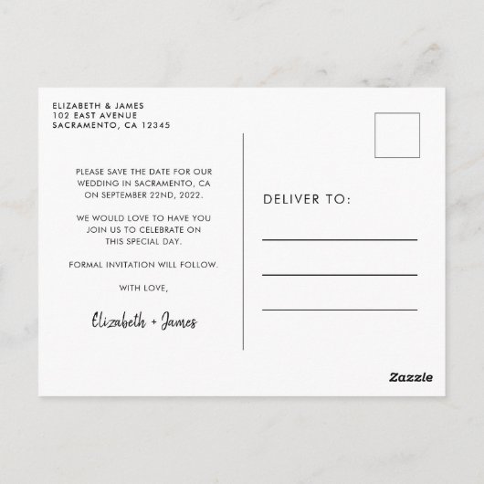 Carte Postale Calendrier photo mariage Enregistrer la date (Dos)