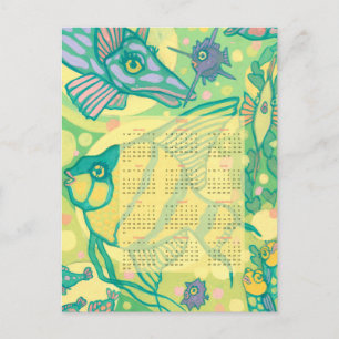 Carte Postale Calendrier Poisson 2022 Animaux de l'Océan Marin S