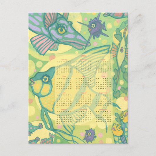 Carte Postale Calendrier Poisson 2022 Animaux de l'Océan Marin S (Devant)