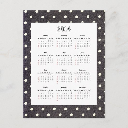 Carte postale Calendrier Polka Dot 2014 (Devant)
