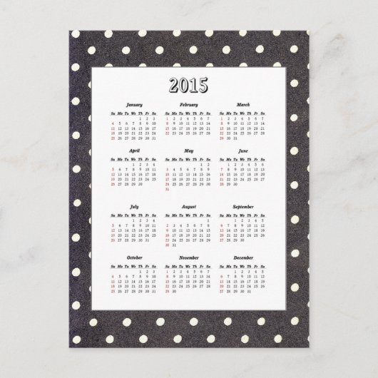 Carte postale Calendrier Polka Dot 2015 (Devant)