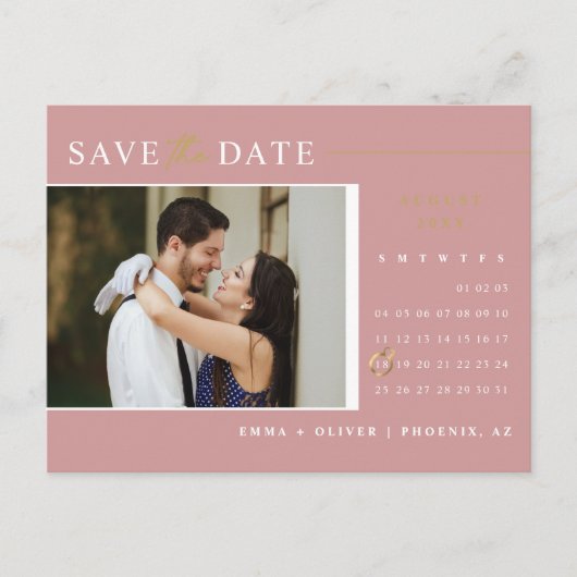 Carte Postale Calendrier QR Code Moderne Rose Poussiéreux pour S (Devant)