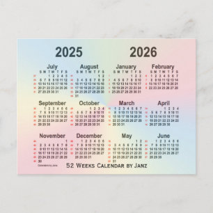 Carte Postale Calendrier Rainbow 52 semaines 2025-2026 par Janz