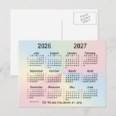 Carte Postale Calendrier Rainbow 52 semaines 2026-2027 par Janz (Devant / Derrière)