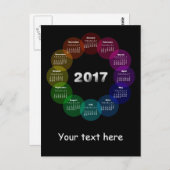 Carte Postale Calendrier rond coloré pour 2017 (Devant / Derrière)