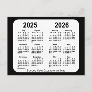 Carte Postale Calendrier scolaire noir et blanc 2025-2026 par Ja