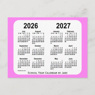 Carte Postale Calendrier scolaire Violet Mini 2026-2027 par Janz