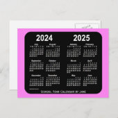 Carte Postale Calendrier scolaire Violet Neon Mini 2024-2025 par (Devant / Derrière)