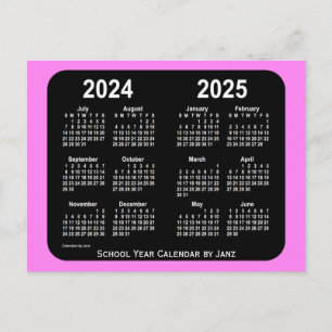 Carte Postale Calendrier scolaire Violet Neon Mini 2024-2025 par