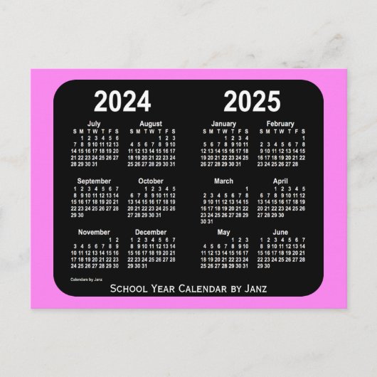 Carte Postale Calendrier scolaire Violet Neon Mini 2024-2025 par (Devant)