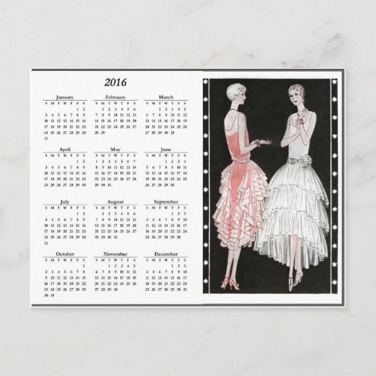 Carte postale Calendrier vintage Flappers 2016 (Devant)