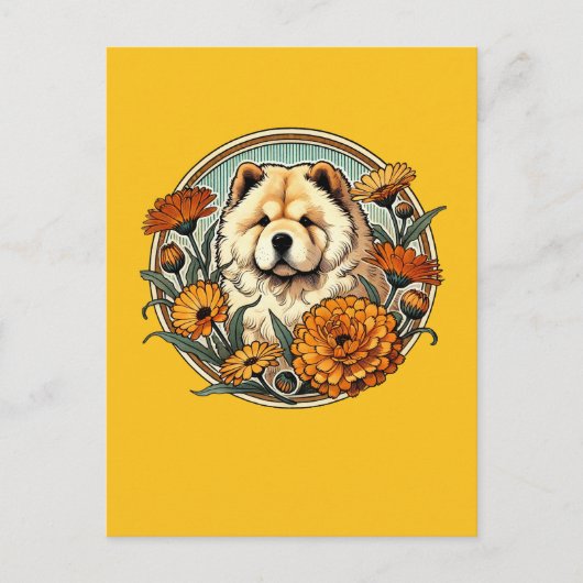 Carte Postale Calendula Chow Chow Chien (Devant)