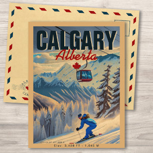 Carte Postale Calgary Alberta Canada Souvenirs de ski 1950