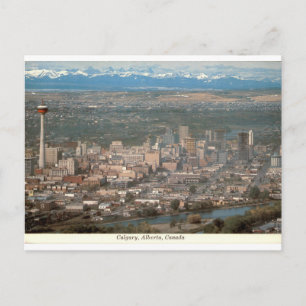 Carte Postale Calgary Alberta Vue Ciel et Rocheuses Vintage