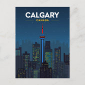 Carte Postale Calgary Tower Skyline Retro Night (Devant)