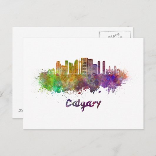 Carte Postale Calgary V2 skyline in watercolor (Devant / Derrière)