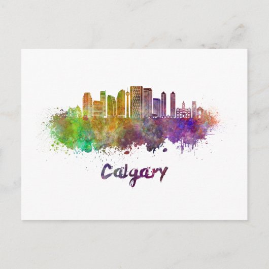 Carte Postale Calgary V2 skyline in watercolor (Devant)