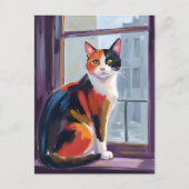 Carte Postale Calico Cat | Watercolor Windowsill Pet (Devant)