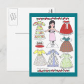 Carte Postale Calico Girl Susan Poupée papier à l'ancienne (Devant / Derrière)