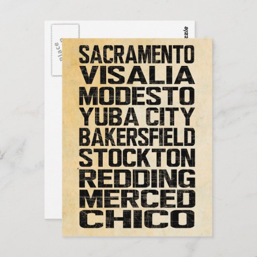 Carte postale California Central Valley (Devant / Derrière)