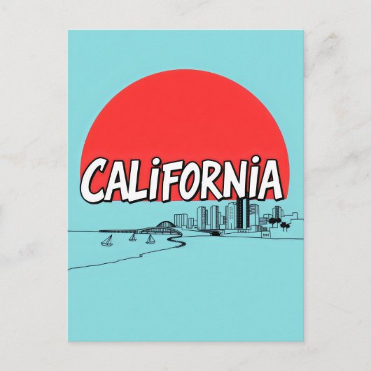 Carte postale California Comic Style (Devant)