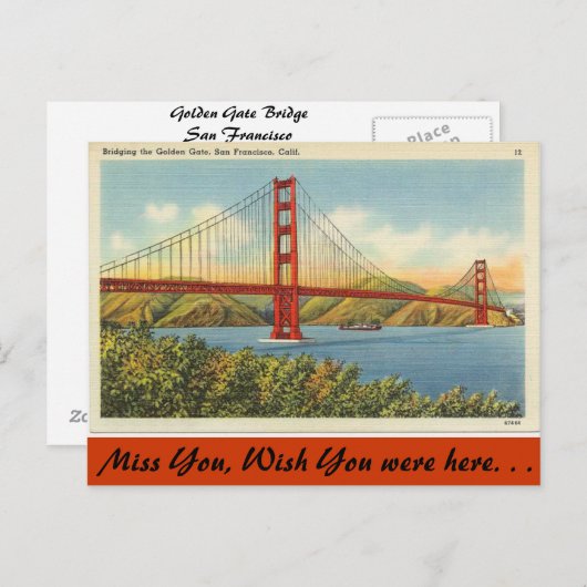 Carte Postale California, Golden Gate Bridge (Devant / Derrière)