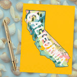 Carte Postale California Illustrated Map<br><div class="desc">Check out this colorful state map drawing.
 
 Visit my shop for more states and more matching items!</div>