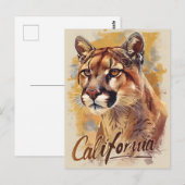 Carte Postale California Mountain Lion Cougar Portrait (Devant / Derrière)